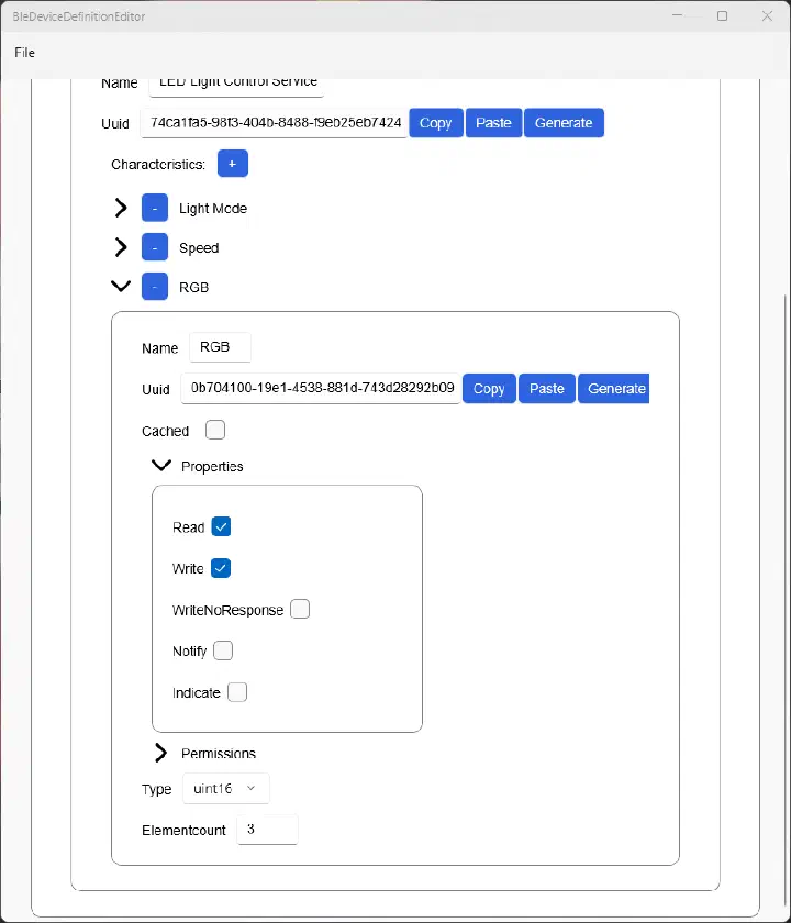Grafischer Editor für Bluetooth-Kommunikationsprofile