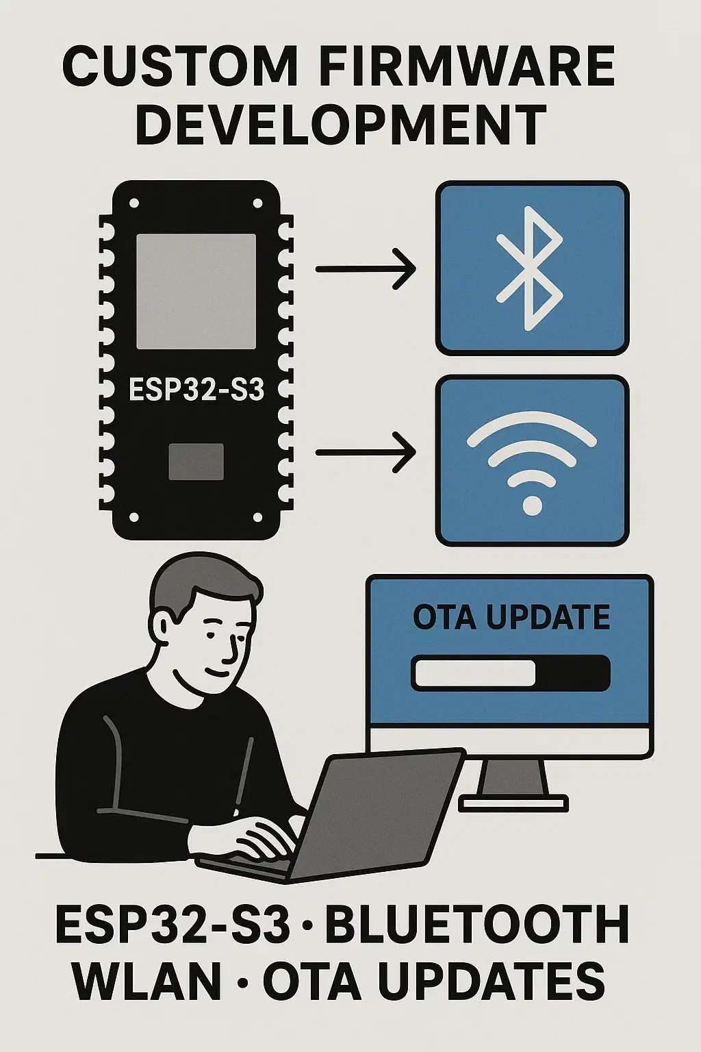 Individuelle ESP32-S3 Firmware-Entwicklung mit Bluetooth, WLAN und OTA-Updates